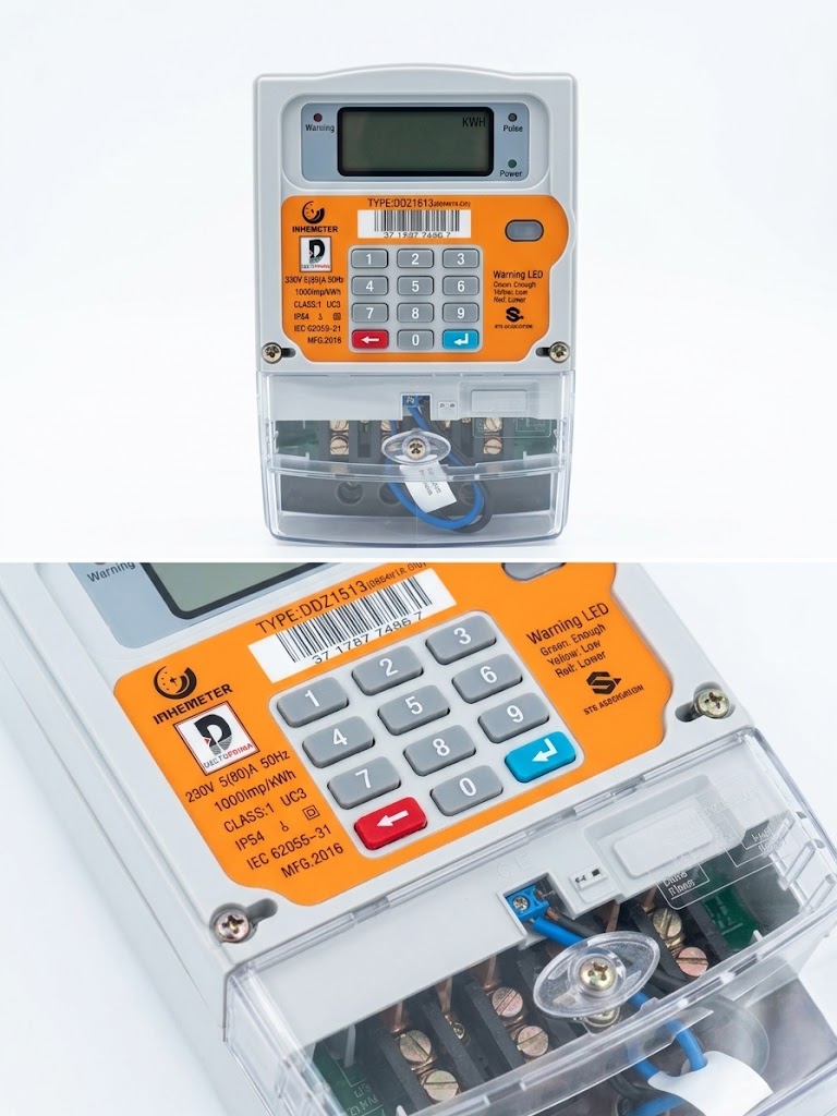 STS keypad prepayment meter installed beside a distribution board